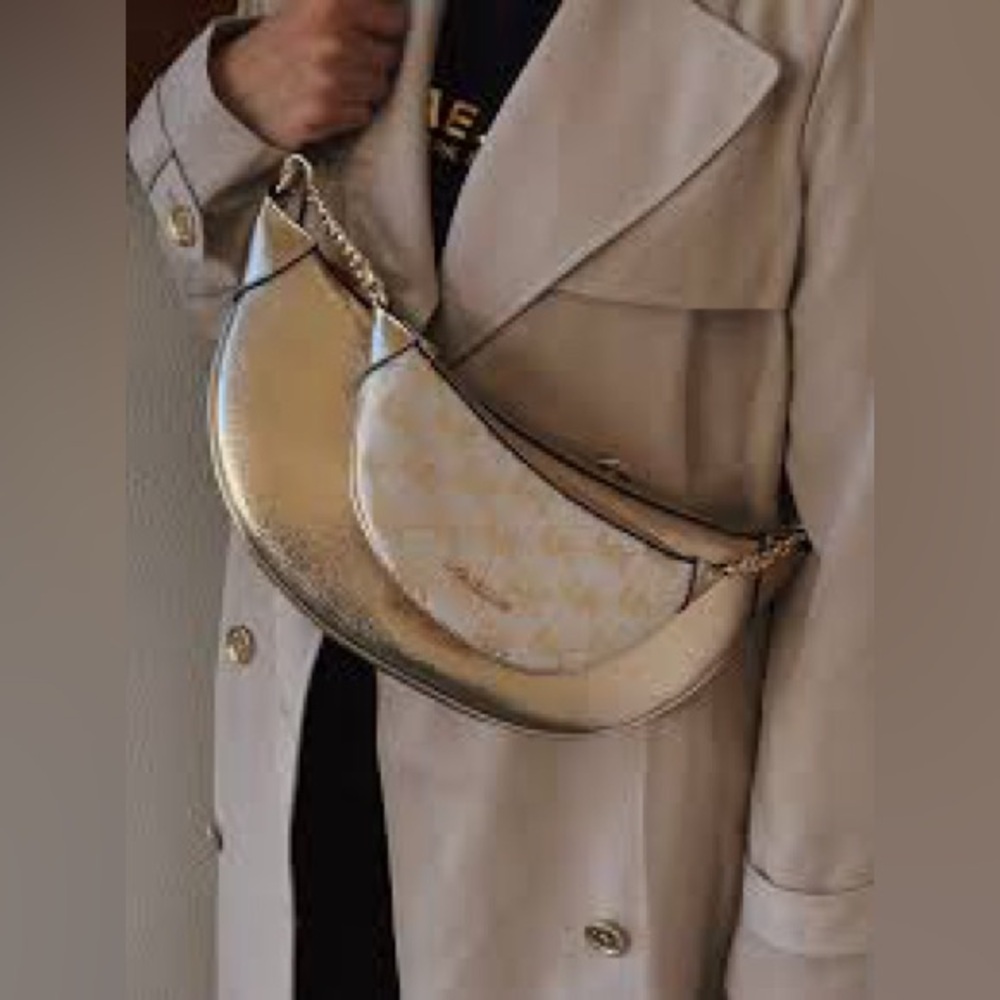 BNWT MICHAEL KORS Hollis Medium 2-in-1 Metallic Leather Jacquard Shoulder Bag - Picture 6 of 6
